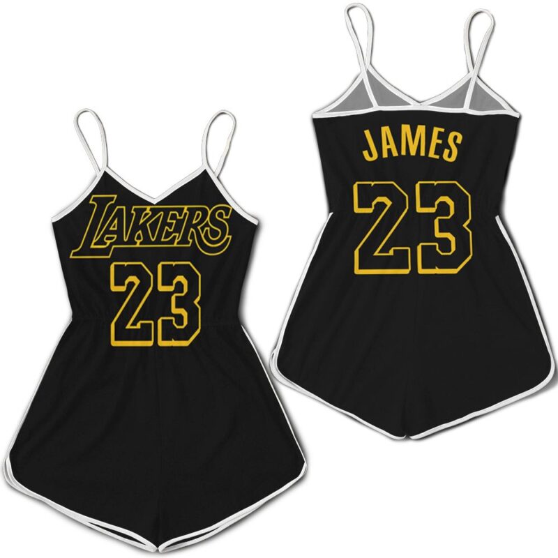 Los Angeles Lakers LeBron James 23 Team 2020 Black Jersey Inspired Style Romper RJ01749