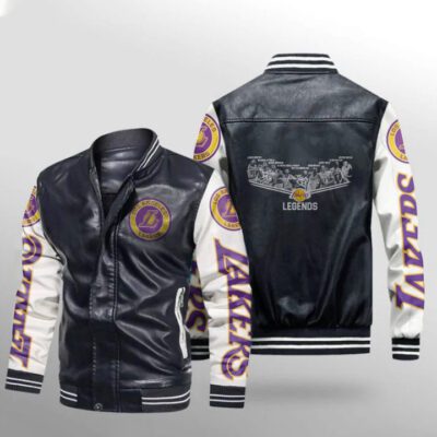 Los Angeles Lakers Legends Great Players NBA Basketball Team Gift For Lakers Fans Leather Bomber Jacket LBJ0178