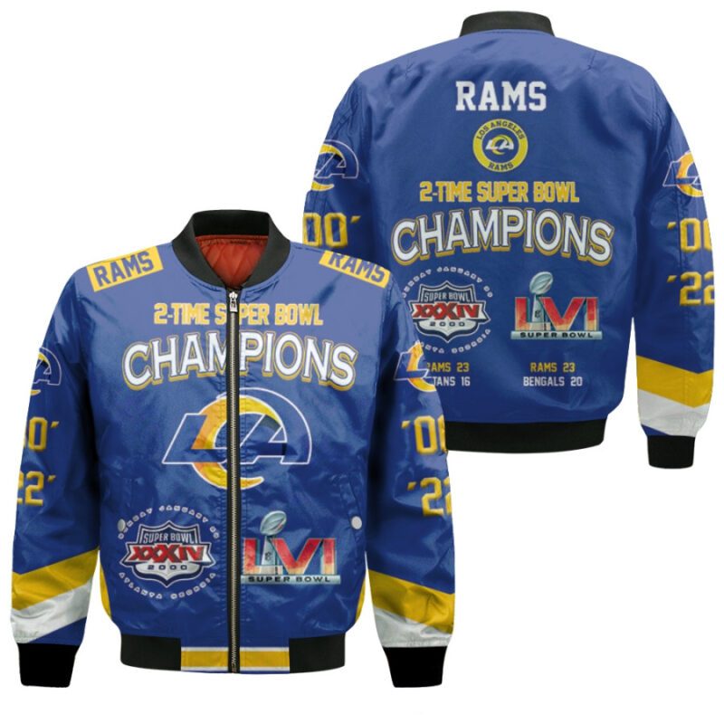 Los Angeles Rams 2-Time Super Bowl Champions Blue Gift For Rams Fans Bomber Jacket BJ03931