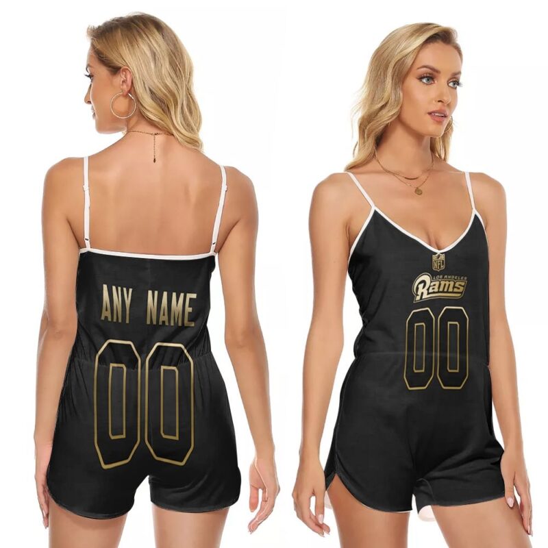 Los Angeles Rams NFL American Football Black Golden Edition Vapor Limited Custom Gift For Rams Fans V-neck Romper Jumpsuit RJ00018