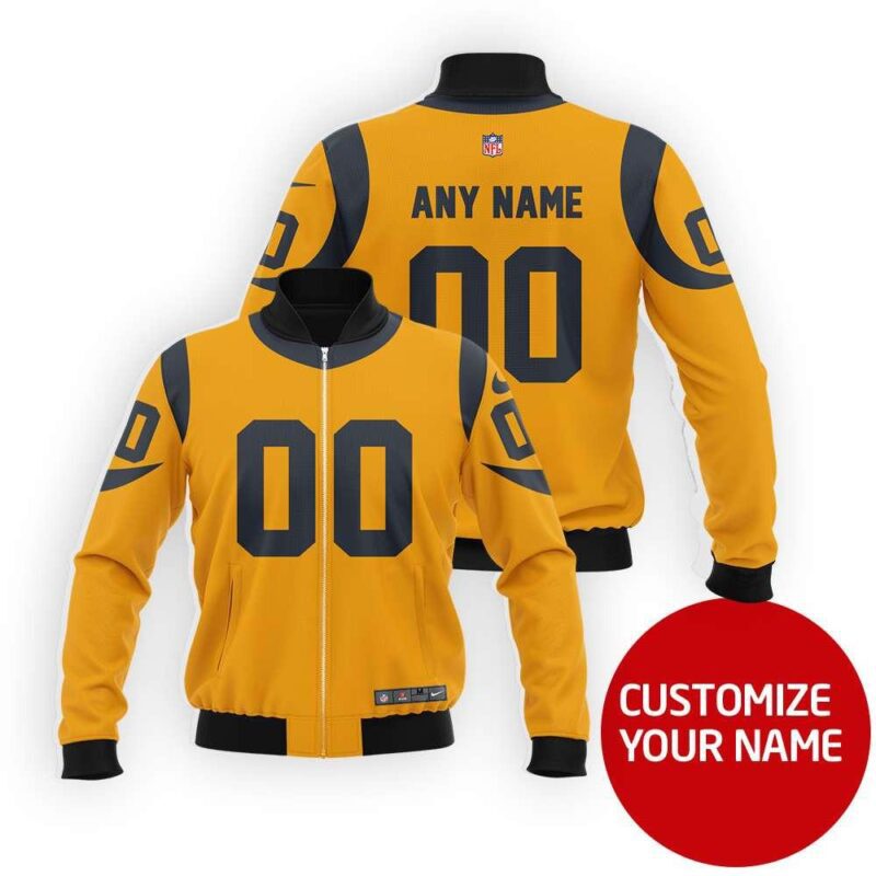 Los Angeles Rams Nfl Super Bowl Champions Yellow Personalized Number Name Jersey Style Gift For Rams Fans Bomber Jacket BJ03739