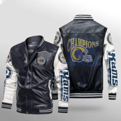 Los Angeles Rams Super Bowl LVI Champions Retro Helmet Logo 3D Personalized Gift For Rams Fans Leather Bomber Jacket LBJ0172