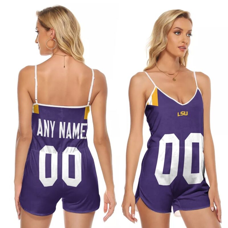 Lsu Tigers And Lady Tigers Lsu Tigers College University Football Purple Gift For Lsu Fans V-neck Romper Jumpsuit RJ00163