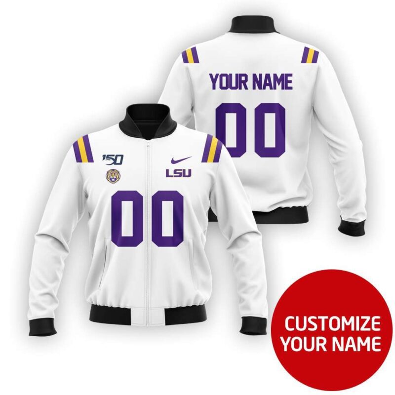 Lsu Tigers Ncaa Sport Team White Personalized Number Name Jersey Style Gift For Tigers Fans Bomber Jacket BJ00082