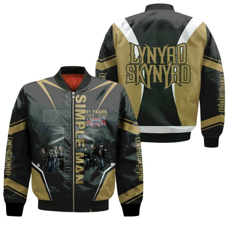 Lynyrd Skynyrd 51 Years Simple Man Lyric Studio Album Gift For Lynyrd Skynyrd Fans Bomber Jacket BJ00871