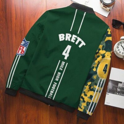 MK Brett Favre Green Bay Packers Bomber Jacket 041 Sport Hot Trending Hot Choice Design Beautiful BJ01586 back
