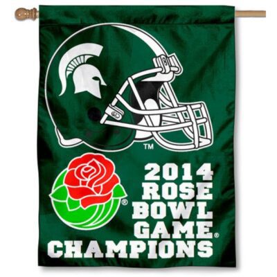 MSU Spartan 2014 Rose Bowl Champs House Flag H0159