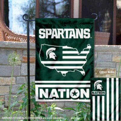MSU Spartans Garden Flag with USA Country Stars and Stripes GF00498