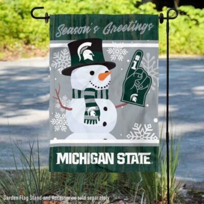 MSU Spartans Holiday Winter Snowman Greetings Garden Flag GF00509