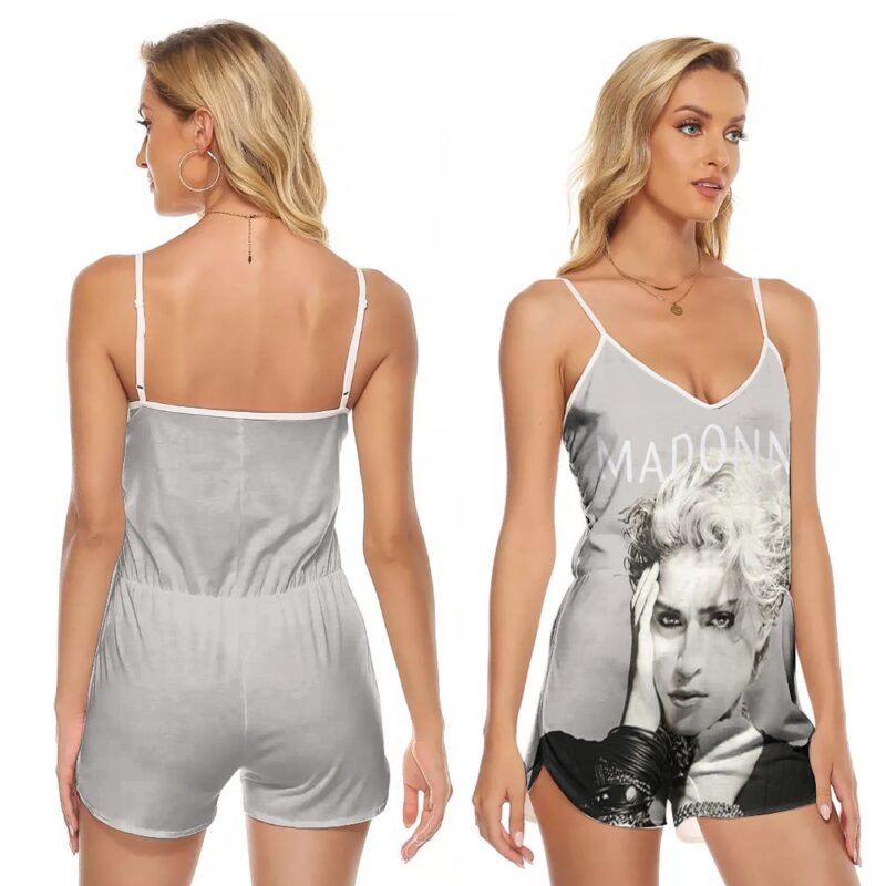 Madonna America Singer Songwritter Model Gift For Madonna Fans Singer Songwritter Musician Lovers V-neck Romper Jumpsuit RJ01514