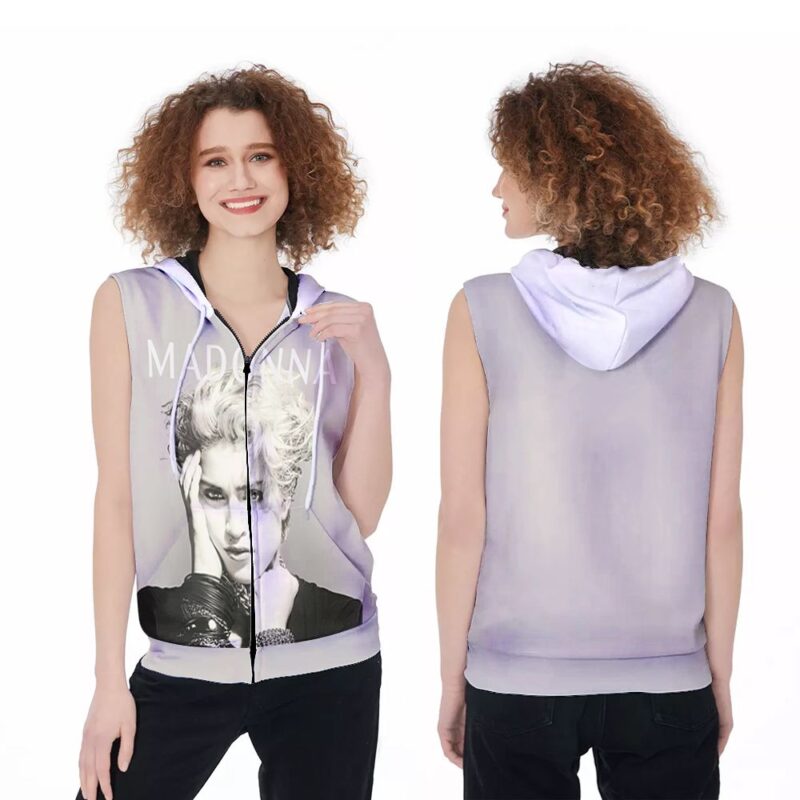 Madonna America Singer Songwritter Model Gift For Madonna Fans Singer Songwritter Musician Lovers Zip Sleeveless Hoodie ZSH1547