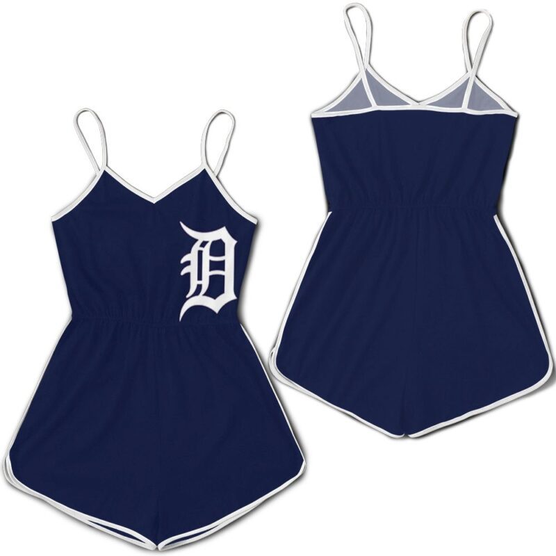 Majestic Detroit Tigers Blank For Detroit Tigers Fans Black Jersey Inspired Style Gift For Detroit Tigers Fans Romper Jumpsuit RJ01645