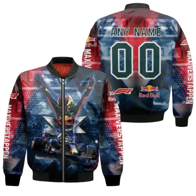 Max Verstappen Motorsport Racing Driver Formula One 2021 Champion Gift With Custom Name Number For Verstappen Fans Bomber Jacket BJ00820