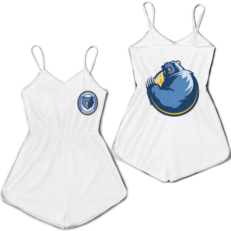 Memphis Grizzlies Basketball Classic Mascot Logo Gift For Grizzlies Fans White Romper RJ01802