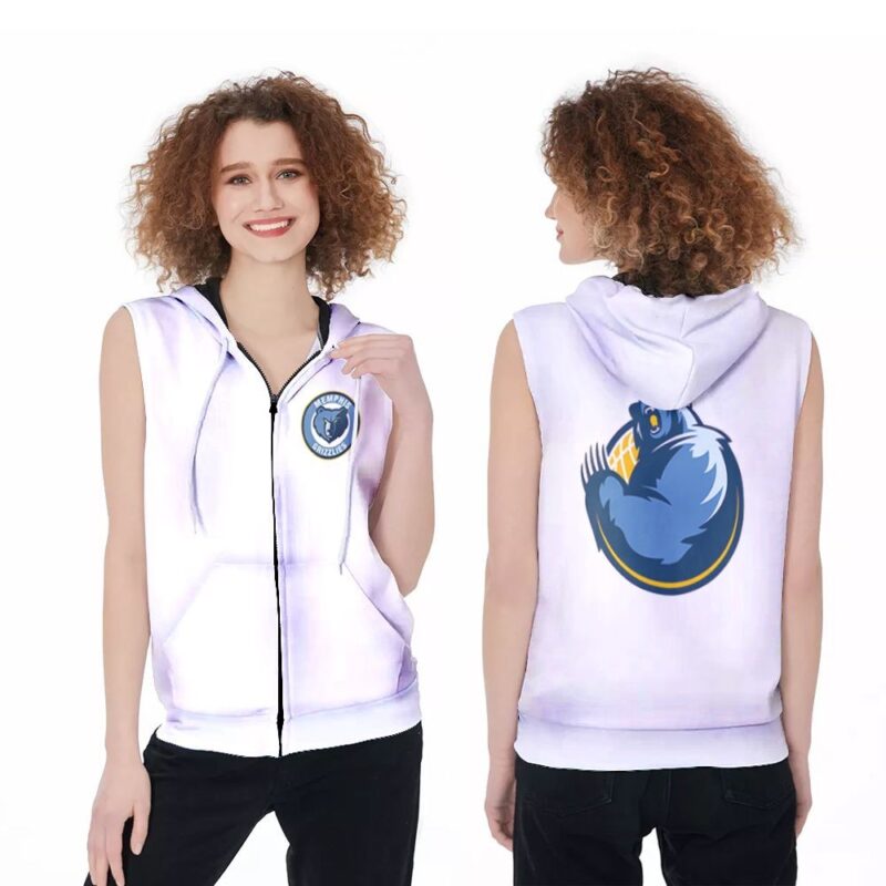 Memphis Grizzlies Basketball Classic Mascot Logo Gift For Grizzlies Fans White Zip Sleeveless Hoodie ZSH1475