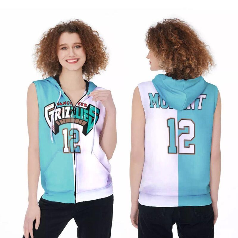 Memphis Grizzlies Ja Morant 12 2020 NBA Basketball New Arrival White Teal Jersey Style Gift For Grizzlies Fans Zip Sleeveless Hoodie ZSH1171