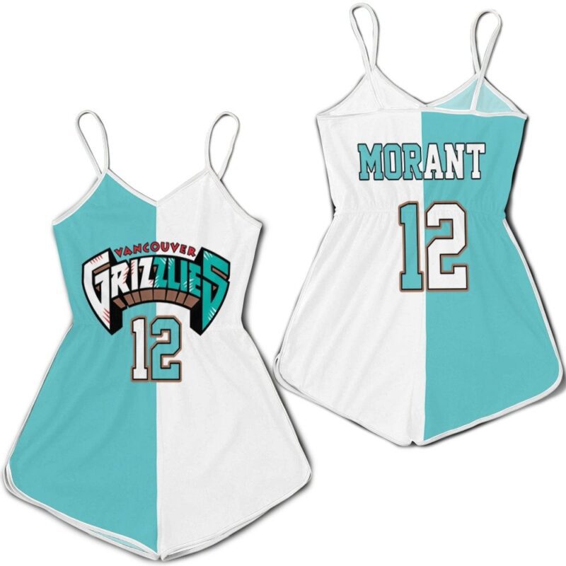 Memphis Grizzlies Ja Morant 12 2020 Nba New Arrival White & Teal Romper RJ02488