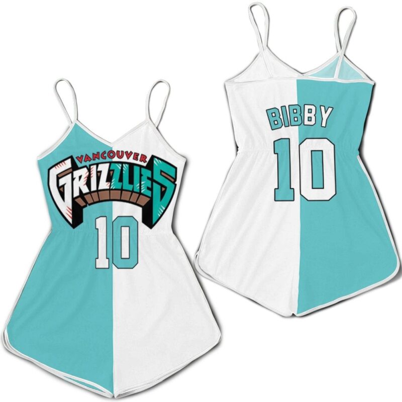 Memphis Grizzlies Mike Bibby #10 NBA Great Player 2020 White Teal Gift For Grizzlies Fans Romper Jumpsuit RJ00366