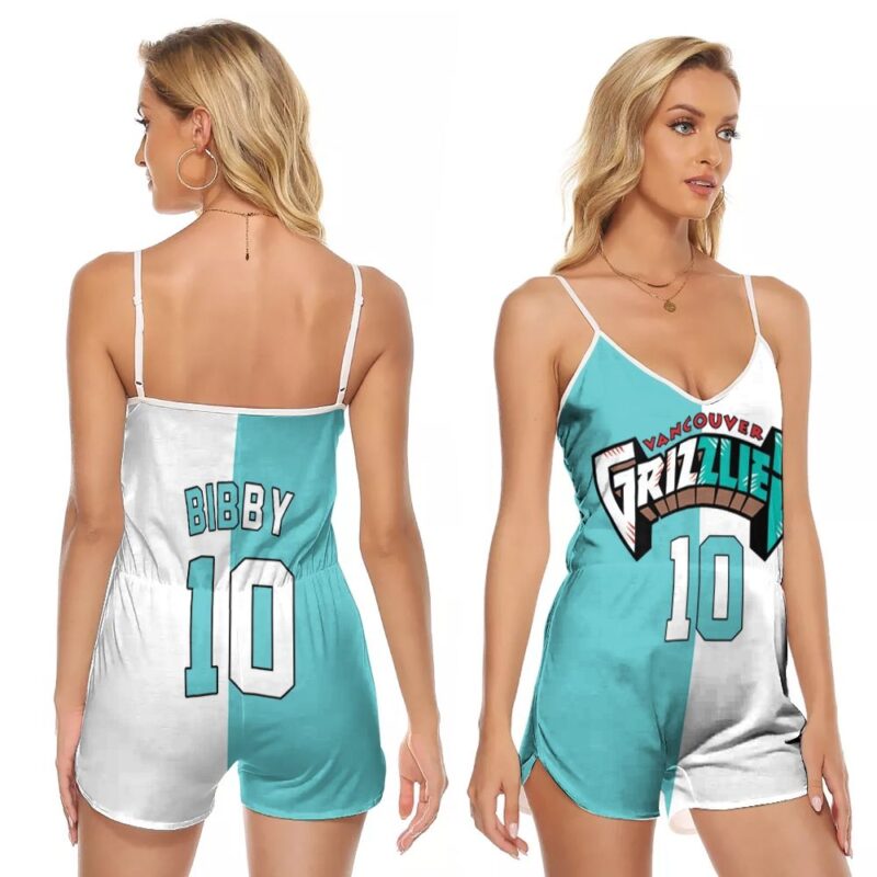 Memphis Grizzlies Mike Bibby #10 NBA Great Player 2020 White Teal Gift For Grizzlies Fans V-neck Romper Jumpsuit RJ00344