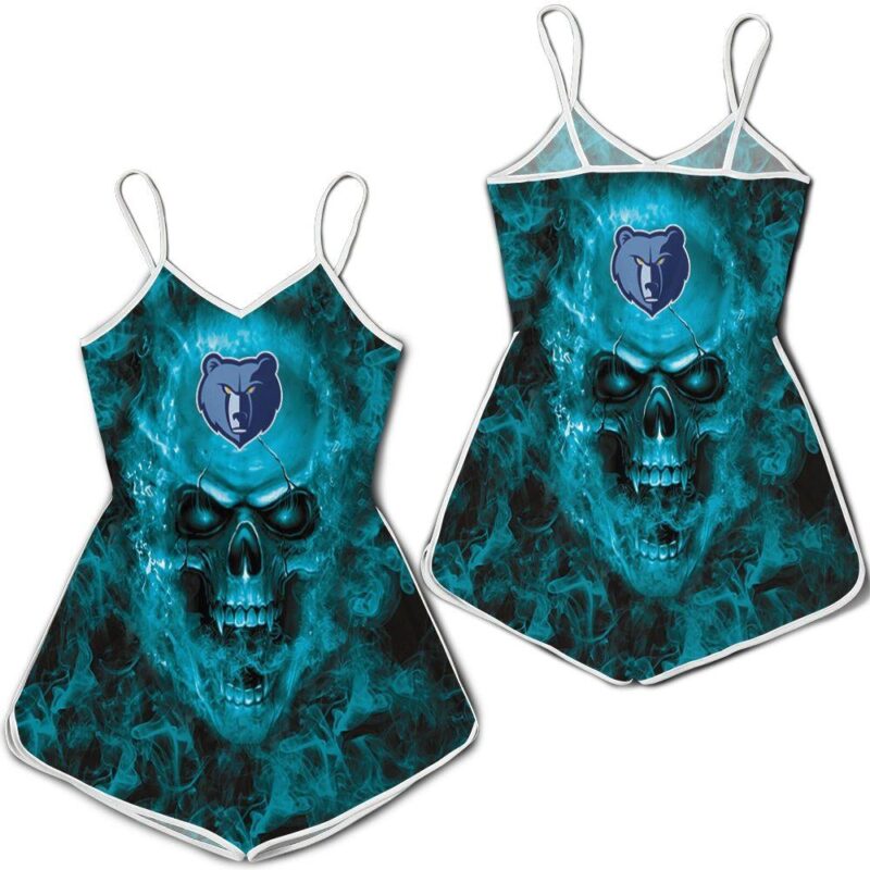 Memphis Grizzlies Nba Fans Skull Romper RJ03399