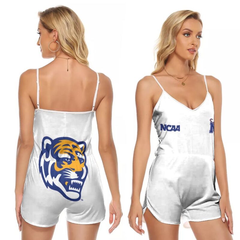 Memphis Tigers Ncaa Classic White With Mascot Logo Gift For Memphis Tigers Fans V-neck Romper Jumpsuit RJ00984