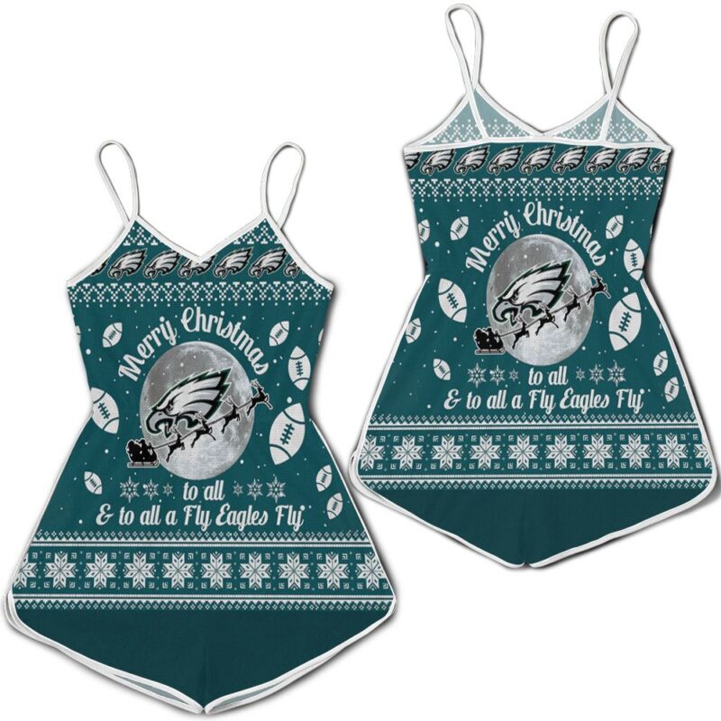 Merry Christmas Philadelphia Eagles To All And To All A Fly Ea Romper RJ04011