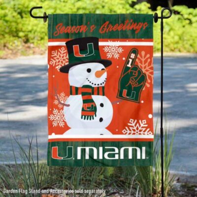 Miami Canes Holiday Winter Snowman Greetings Garden Flag GF00562