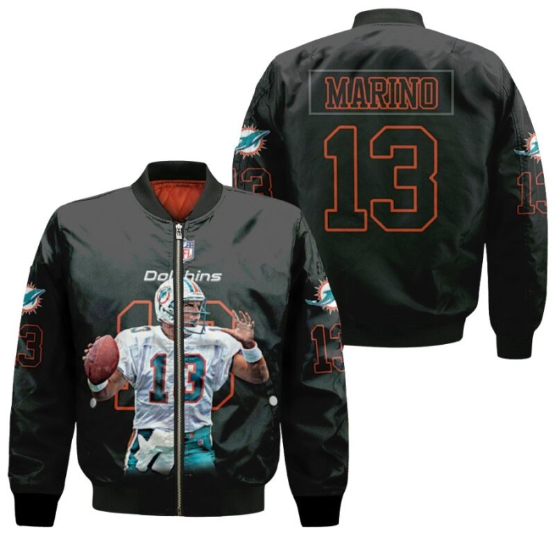 Miami Dolphins Dan Marino 13 NFL Edition Black Jersey Gift For Dolphins Fans Bomber Jacket BJ04173