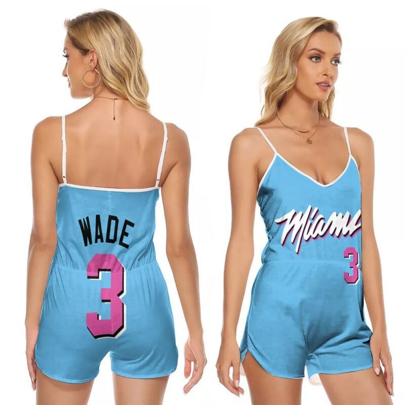 Miami Heat Dwyane Wade 3 NBA Basketball 2020 Finished City Edition Gift For Heat Fans V-neck Romper Jumpsuit RJ01182