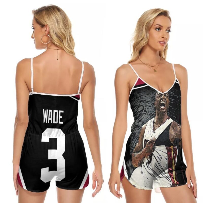 Miami Heat Dwyane Wade 3 NBA Legend Player Strong Warrior Gift For Heat Fans V-neck Romper Jumpsuit RJ01534