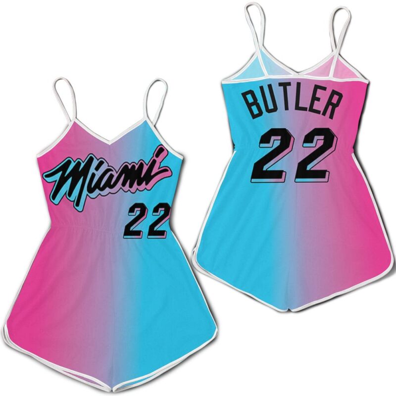 Miami Heat Jimmy Butler 22 Nba 2020 City Edition Split Pink Blue Jersey Inspired Style Romper RJ01721