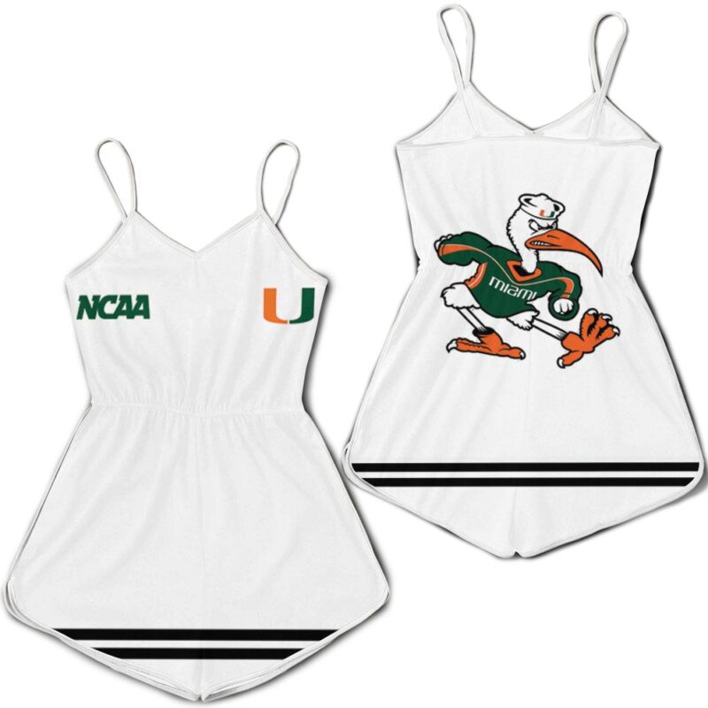 Miami Hurricanes Ncaa Classic White With Mascot Logo Gift For Miami Hurricanes Fans Romper Jumpsuit RJ01637