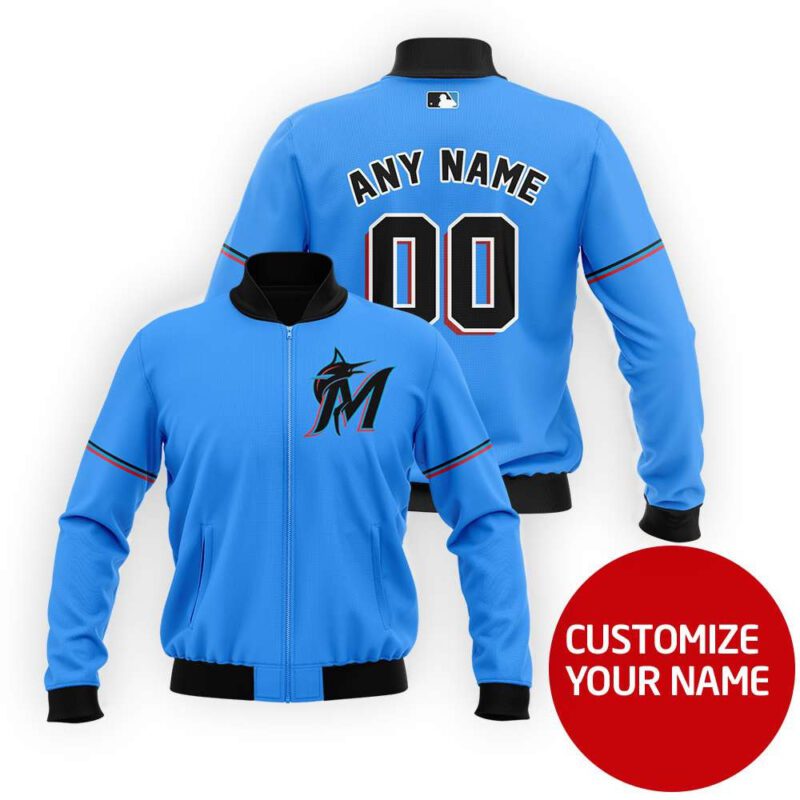 Miami Marlins #00 Personalized Miami Blue Jersey Style Gift With Custom Number Name For Marlins Fans Bomber Jacket BJ04062