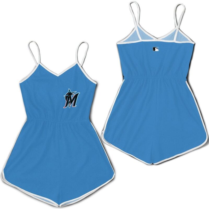 Miami Marlins Alternate 2019 Team Blue Thunder 2019 Jersey Inspired Style Romper RJ04680