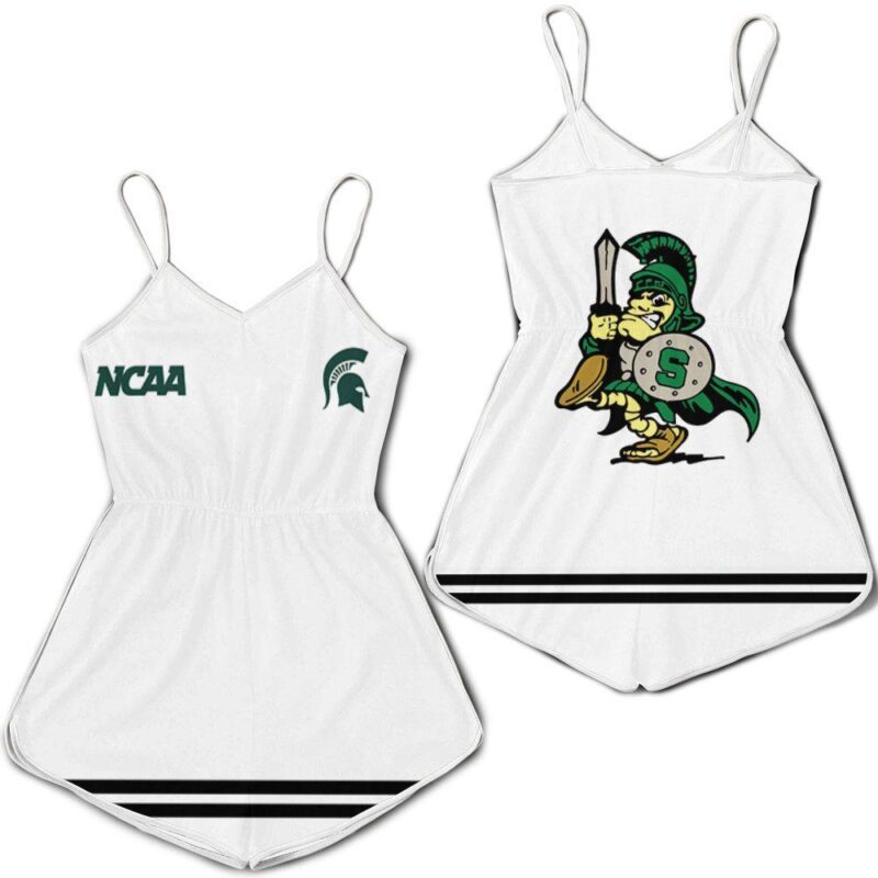 Michigan State Spartans Ncaa Classic White With Mascot Logo Gift For Michigan State Spartans Fans Romper Jumpsuit RJ05546