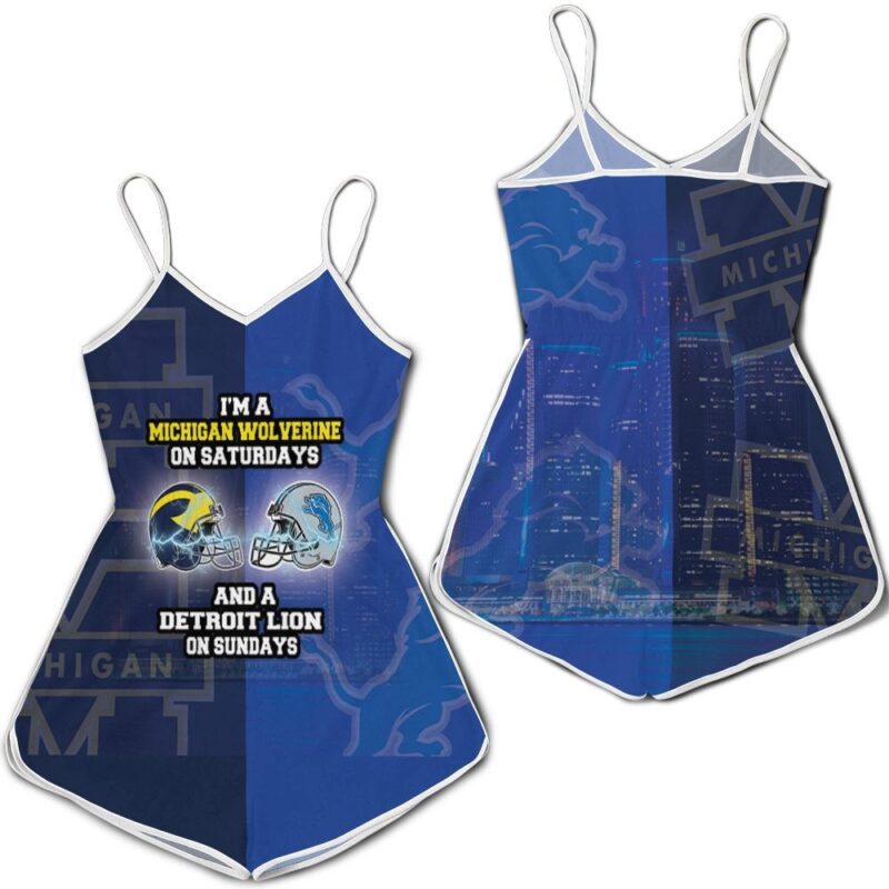 Michigan Wolverine On Saturdays And Detroit Lion On Sundays Fan 3d jersey Romper RJ04567