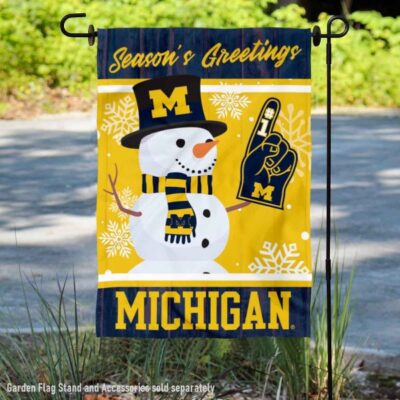 Michigan Wolverines Holiday Winter Snowman Greetings Garden Flag GF00709