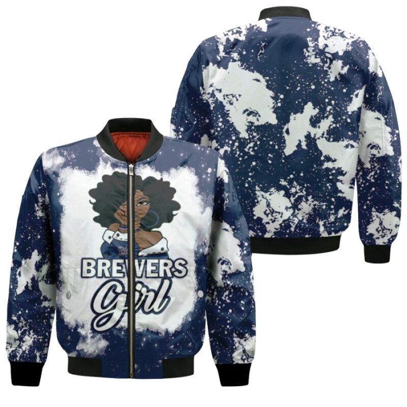 Milwaukee Brewers Girl African Girl MLB Team Allover Design Gift For Milwaukee Brewers Fans Bomber Jacket BJ01073