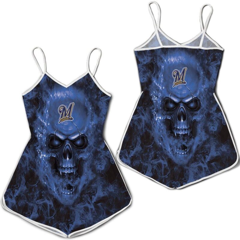 Milwaukee Brewers MLB Fans Skull Romper RJ03289