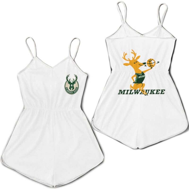 Milwaukee Bucks Basketball Classic Mascot Logo Gift For Bucks Fans White Romper RJ01707