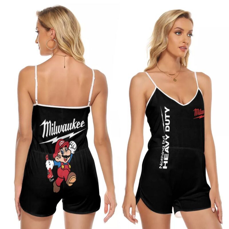 Milwaukee Logo Brand Super Mario Nothing But Heavy Duty Gift For Milwaukee Lovers Super Mario Fans V-neck Romper Jumpsuit RJ00723