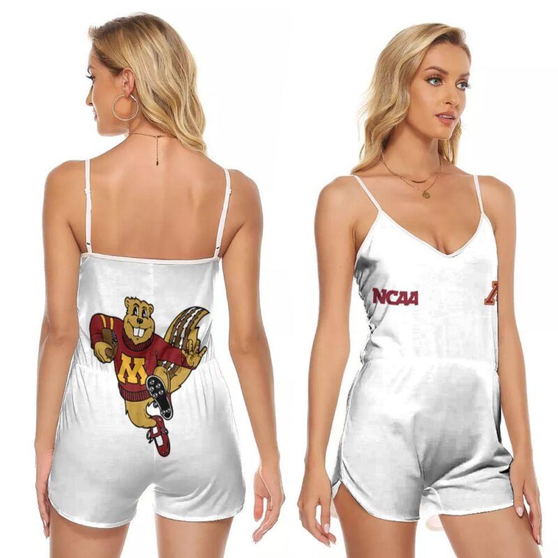 Minnesota Golden Gophers Ncaa Classic White With Mascot Logo Gift For Minnesota Golden Gophers Fans V-neck Romper Jumpsuit RJ01236