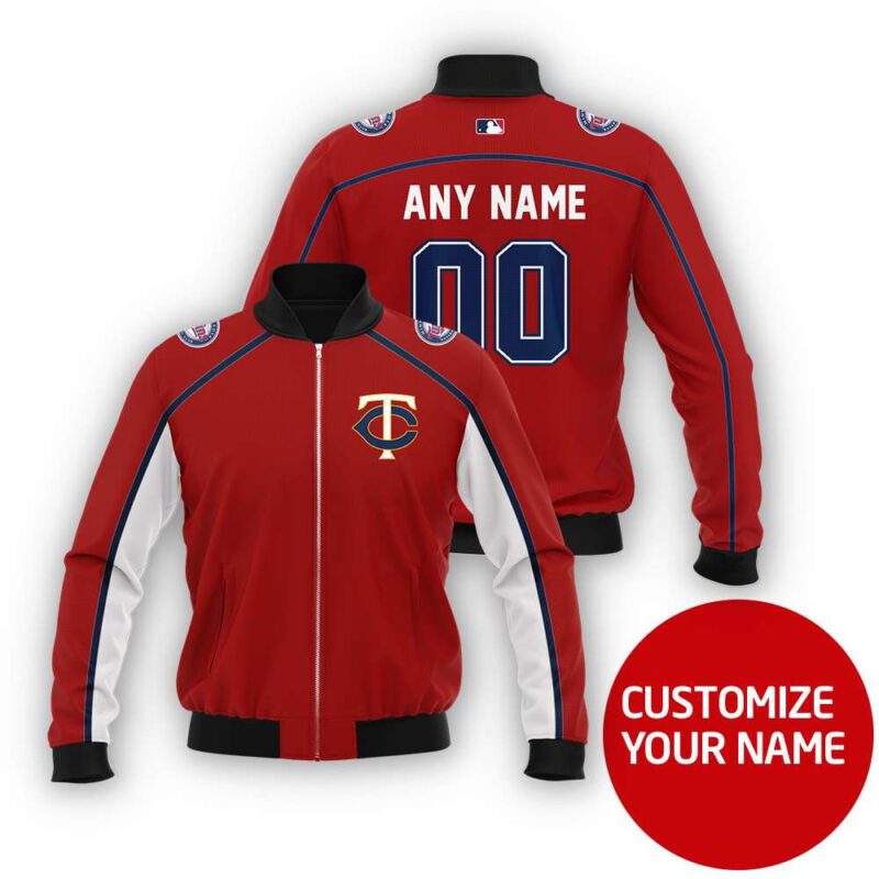 Minnesota Twins Mlb Baseball Team Red Personalized Number Name Jersey Style Gift For Twins Fans Bomber Jacket BJ04009