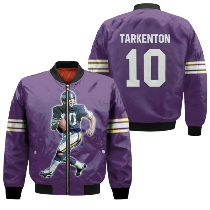 Minnesota Vikings Fran Tarkenton 10 NFL American Football Purple Gifts For Fans Bomber Jacket BJ00022