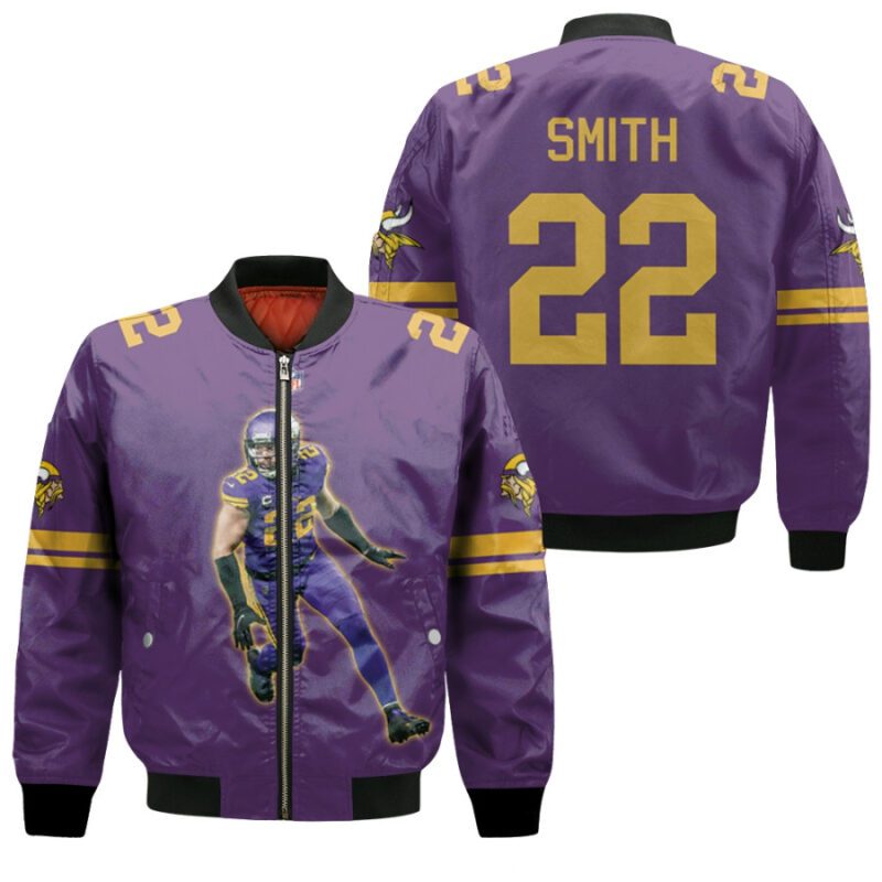 Minnesota Vikings Harrison Smith 22 NFL Great Player Color Rush Purple Gift For Vikings Fans Bomber Jacket BJ00002