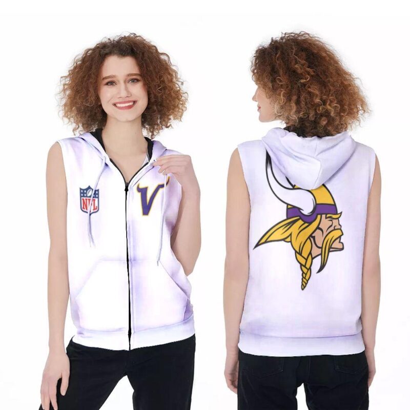 Minnesota Vikings NFL 3D Zip Sleeveless Hoodie ZSH1689