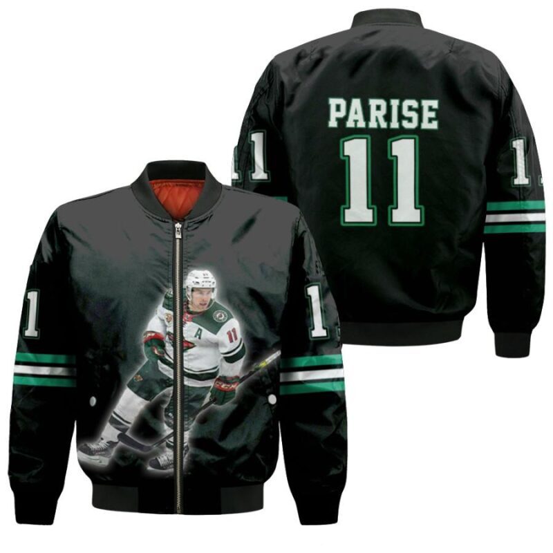 Minnesota Wild Zach Parise 11 NHL Great Player Ice Hockey Black Gift For Wild Fans Bomber Jacket BJ00506