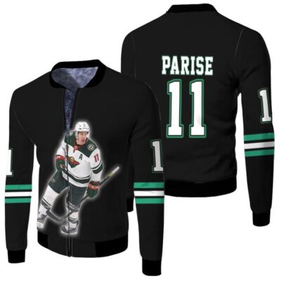 Minnesota Wild Zach Parise 11 NHL Great Player Ice Hockey Black Gift For Wild Fans Fleece Bomber Jacket