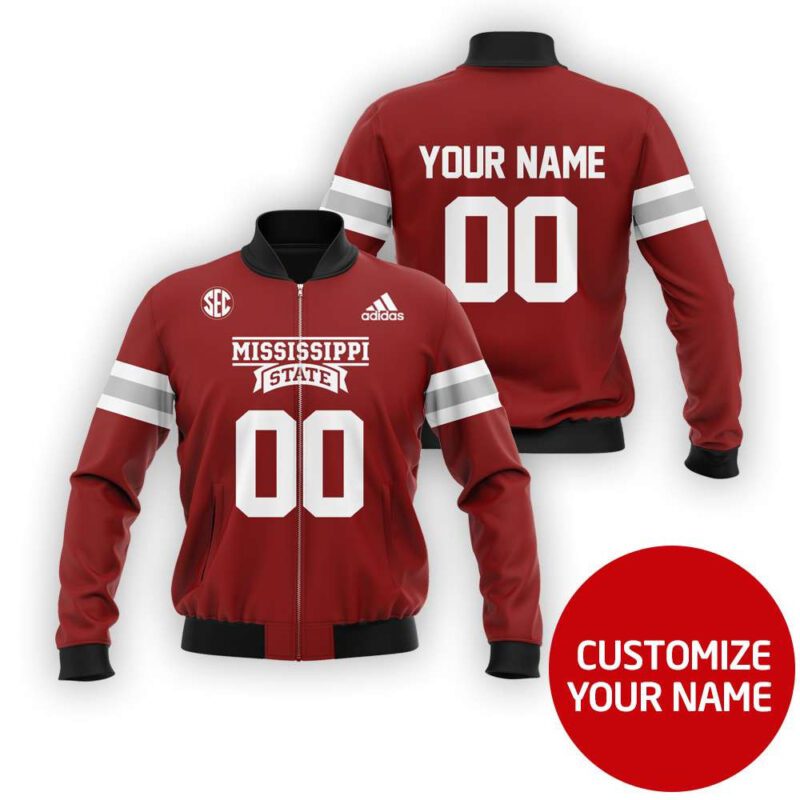 Mississippi State Bulldogs #00 Personalized Maroon Jersey Style Gift With Custom Number Name For Mississippi Fans Bomber Jacket BJ03614