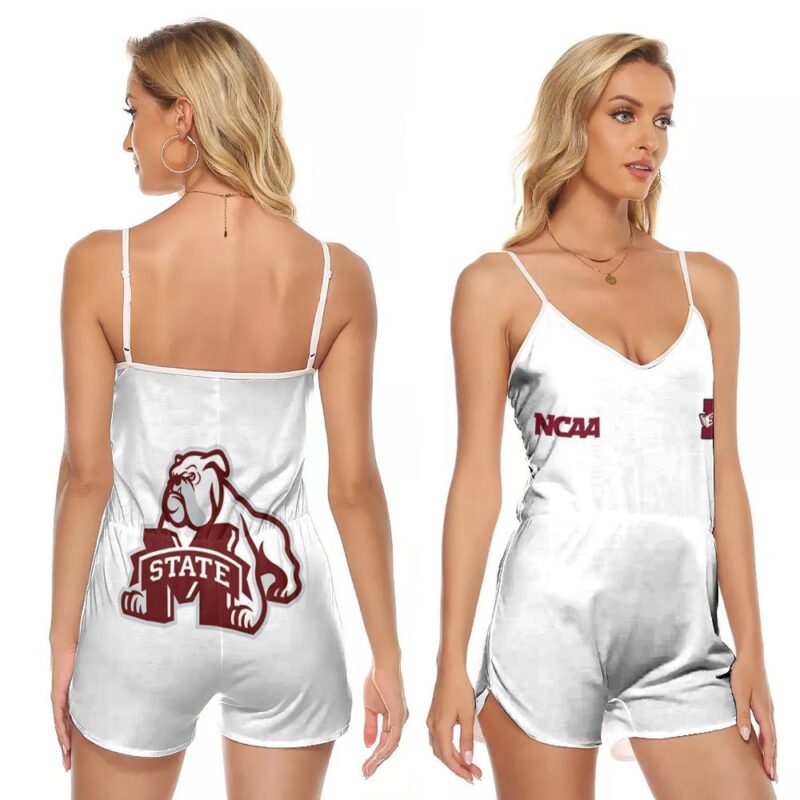 Mississippi State Bulldogs Ncaa Classic White With Mascot Logo Gift For Mississippi State Bulldogs Fans V-neck Romper Jumpsuit RJ01406